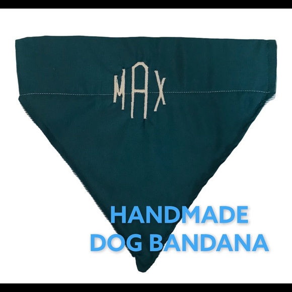 DOG BANDANA PERSONALIZED MAX EMBROIDERED TEAL - Picture 1 of 7